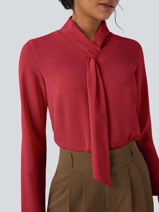 HALARA Tops - HALARA Scarf Neck Work Blouse - Red | XL | NWT
